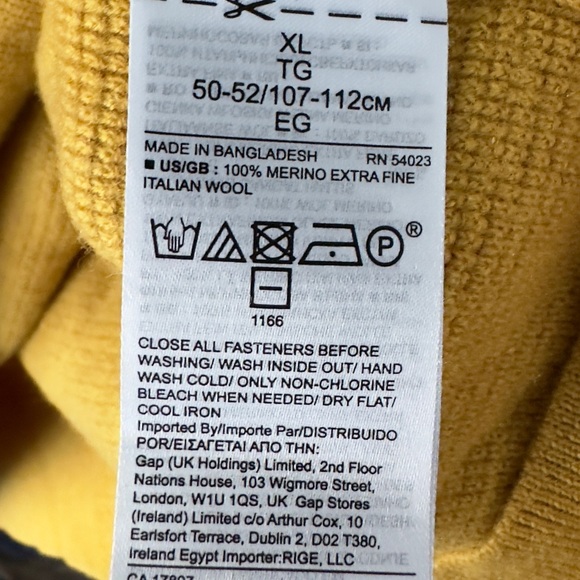 Merino Wool Yellow Crew Neck Sweater - Picture 3 of 3